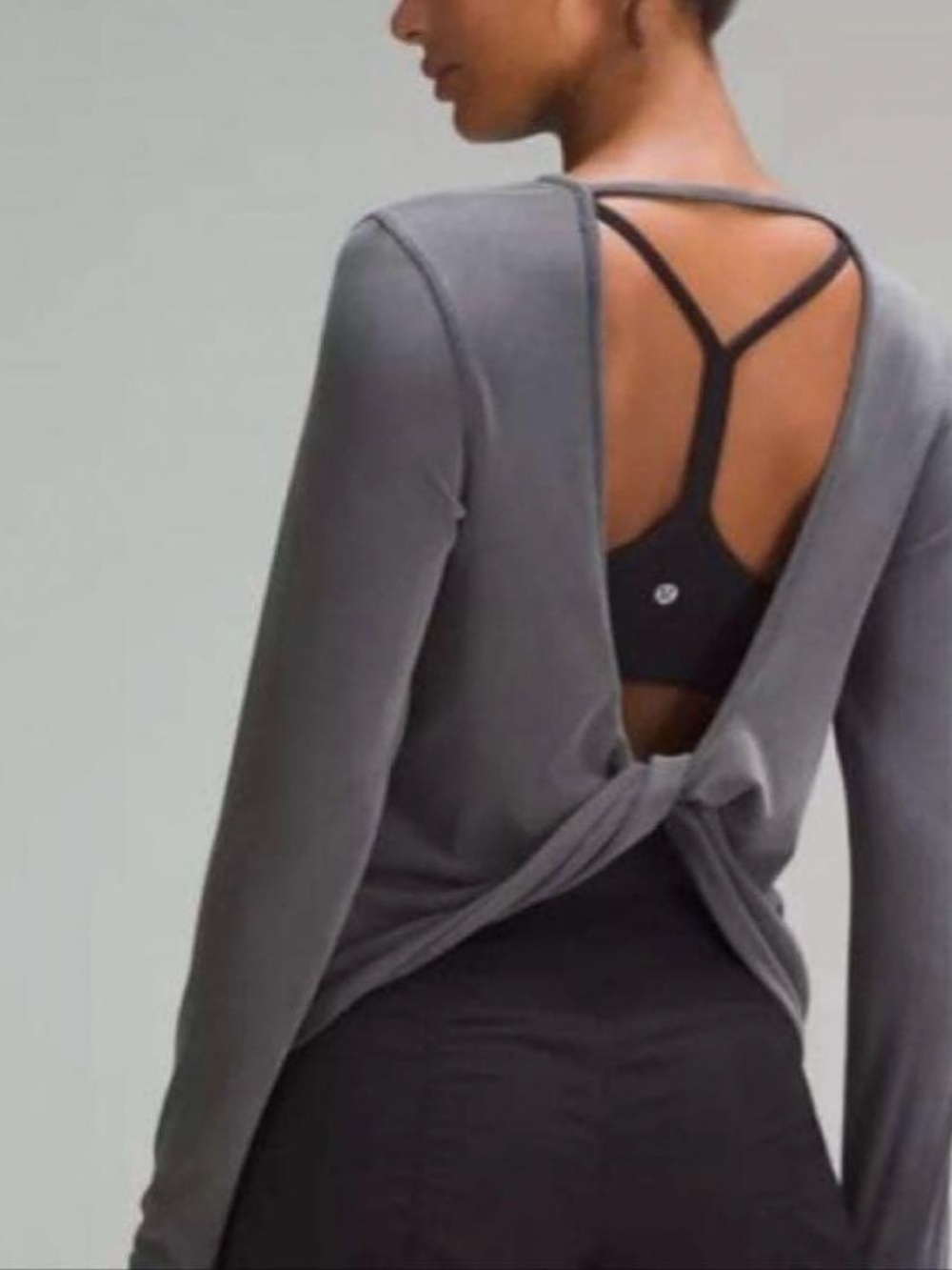 Lululemon Twist-Back Soft Ribbed Long-Sleeve Top Grey